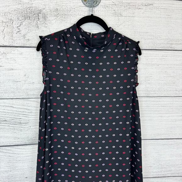 Urban Outfitters x Veda Black Printed Sleeveless Mock Neck Dress Size Small - Picture 2 of 9